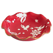 Load image into Gallery viewer, Deck the Halls Scalloped Bowls with 22K Gold Accent