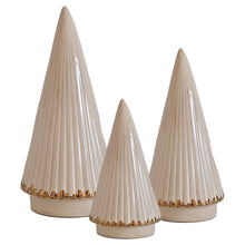 Load image into Gallery viewer, Beige Fluted Christmas Trees with 22K Gold Brushstroke Accent