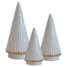 Load image into Gallery viewer, Hydrangea Blue Fluted Christmas Trees with 22K Gold Brushstroke Accent