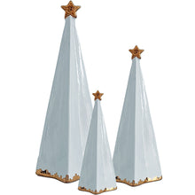Load image into Gallery viewer, Hydrangea Blue Folded Christmas Trees with 22K Gold Brushstroke Accent