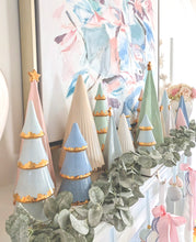 Load image into Gallery viewer, Pink Folded Christmas Trees with 22K Gold Brushstroke Accent