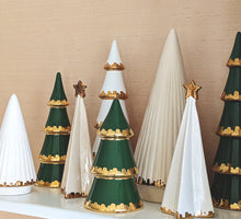 Load image into Gallery viewer, Beige Folded Christmas Trees with 22K Gold Brushstroke Accent