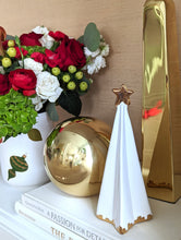 Load image into Gallery viewer, White Folded Christmas Trees with 22K Gold Brushstroke Accent