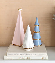 Load image into Gallery viewer, White Fluted Christmas Trees with 22K Gold Brushstroke Accent