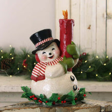 Load image into Gallery viewer, Holly Berry Snowman and Candle by Bethany Lowe Designs