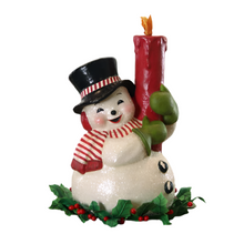 Load image into Gallery viewer, Holly Berry Snowman and Candle by Bethany Lowe Designs