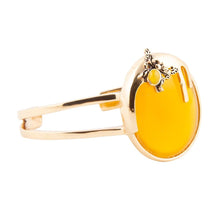 Load image into Gallery viewer, Honey Bee Yellow Agate Golden Cuff Bracelet