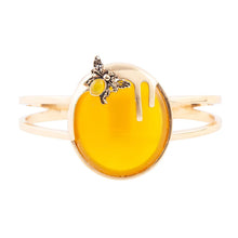 Load image into Gallery viewer, Honey Bee Yellow Agate Golden Cuff Bracelet