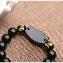 Load image into Gallery viewer, Natural Black Obsidian Carved Buddha Bracelet - Clarity and Protection