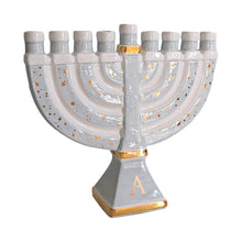 Load image into Gallery viewer, Shimmering Stars Menorah with 22K Gold Accents and Optional Monogram