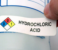 Load image into Gallery viewer, &quot;Hydrochloric Acid&quot; HMIG Safety Labels, 0.75&quot; x 2.5&quot;, 250/ROLL
