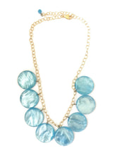 Load image into Gallery viewer, Ice Blue Wavy Moonglow Poker Face Statement Necklace