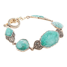 Load image into Gallery viewer, Ikkat Green Chrysocolla Golden Link Bracelet