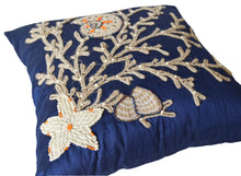 Load image into Gallery viewer, Coral Pillow Cover, Silk Nautical Oceanic Sea Pillow Case
