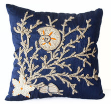 Load image into Gallery viewer, Coral Pillow Cover, Silk Nautical Oceanic Sea Pillow Case