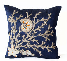 Load image into Gallery viewer, Coral Pillow Cover, Silk Nautical Oceanic Sea Pillow Case