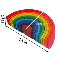 Load image into Gallery viewer, **Pre-order (Ships in 2-3 Weeks)**12 Pcs Large Wooden Rainbow Stacking Blocks in Primary Colors