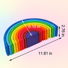 Load image into Gallery viewer, **Pre-order (Ships in 2-3 Weeks)**10 Pcs STAINED Wooden Rainbow Stacking Puzzle Blocks in Sunset Color