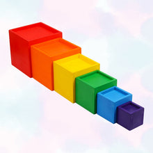 Load image into Gallery viewer, 6-Piece Primary Color Rainbow Wooden Nesting Box Set