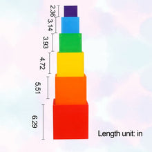 Load image into Gallery viewer, 6-Piece Primary Color Rainbow Wooden Nesting Box Set