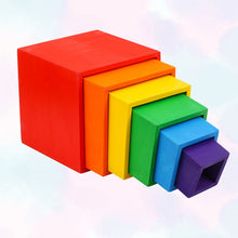Load image into Gallery viewer, 6-Piece Primary Color Rainbow Wooden Nesting Box Set
