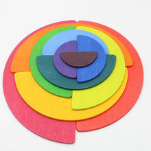 Load image into Gallery viewer, **Pre-order (Ships in 1-2 Weeks)**11 Pcs Large Wooden Rainbow Stacking Semi-circles Building Boards Set in Primary Colors