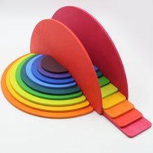 Load image into Gallery viewer, **Pre-order (Ships in 1-2 Weeks)**11 Pcs Large Wooden Rainbow Stacking Semi-circles Building Boards Set in Primary Colors
