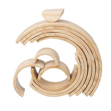 Load image into Gallery viewer, 12 Pcs Pine Wood Natural Wooden Large Rainbow Stacking Blocks