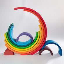 Load image into Gallery viewer, **Pre-order (Ships in 2-3 Weeks)**12 Pcs Large Wooden Rainbow Stacking Blocks in Primary Colors