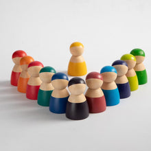 Load image into Gallery viewer, **Pre-order (Ships in 1-2 Weeks)**12-Piece Rainbow Wooden Peg Dolls – Primary Color