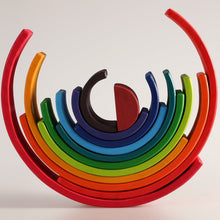 Load image into Gallery viewer, **Pre-order (Ships in 2-3 Weeks)**12 Pcs Large Wooden Rainbow Stacking Blocks in Primary Colors