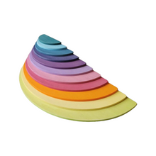 Load image into Gallery viewer, 11 Pcs Large Wooden Rainbow Stacking Semi-circles Building Boards Set in Pastel/Macaron Colors 