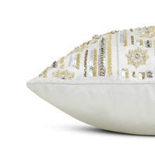 Load image into Gallery viewer, Gold and Silver Snowflake Pillow Cover