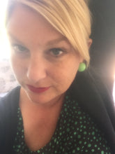Load image into Gallery viewer, Bright Lime Green Retro Button Stud Earrings