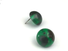 Load image into Gallery viewer, Green with Metallic Gold &amp; Silver Retro Button Stud Earrings