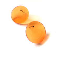 Load image into Gallery viewer, Orange Transparent Mod Disc Stud Earrings