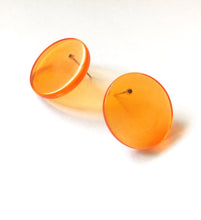Load image into Gallery viewer, Orange Transparent Mod Disc Stud Earrings