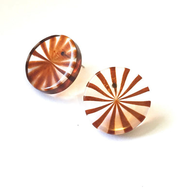 Tortoise & Clear Striped Starburst Disc Stud Earrings