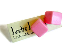 Load image into Gallery viewer, Rose Pink Jumbo Cube Stud Earrings