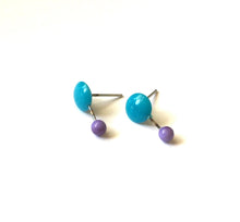 Load image into Gallery viewer, Turquoise &amp; Purple Geo Stud Earrings