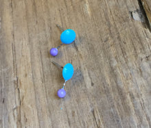 Load image into Gallery viewer, Turquoise &amp; Purple Geo Stud Earrings