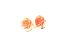Load image into Gallery viewer, Cabbage Red Rosette Oval Button Studs