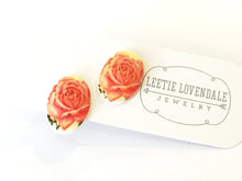 Load image into Gallery viewer, Cabbage Red Rosette Oval Button Studs