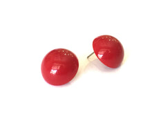 Load image into Gallery viewer, Cherry Red Retro Button Studs Lucite Earrings