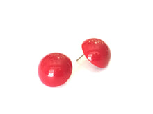 Load image into Gallery viewer, Cherry Red Retro Button Studs Lucite Earrings