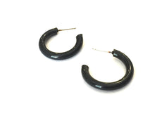 Load image into Gallery viewer, Black Skinny Vintage Lucite Tube Hoop Earrings