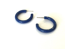 Load image into Gallery viewer, Dark Aqua Blue Skinny Tube Hoop Earrings
