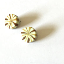 Load image into Gallery viewer, Beige &amp; Brown Candy Striped Chunk Disc Stud Earrings