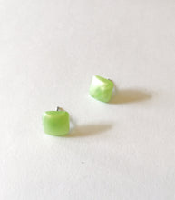 Load image into Gallery viewer, Lime Green Enamel Flat Square Stud Earrings