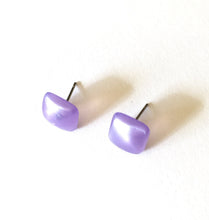 Load image into Gallery viewer, Lavender Enamel Flat Square Stud Earrings